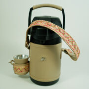 Termo Inox 1.9 En Cuero Napa Beige Con Ao Poi