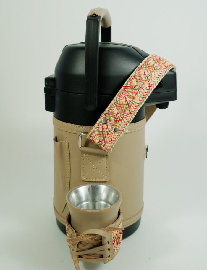 Termo Inox 1.9 En Cuero Napa Beige Con Ao Poi