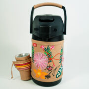 Termo Inox 1.9 En Simil Beige Graneado Con Arte Y Ñanduti