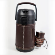 Termo Inox 1.9 En Simil Cuero Marron Graneado Con Ao Poi