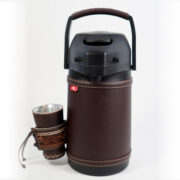 Termo Inox 1.9 En Simil Cuero Marron Graneado Con Ao Poi