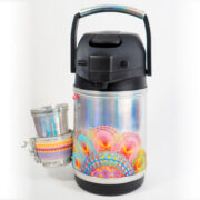 Termo Inox 1.9 En Simil Cuero Galactico Con Faja Y Ñanduti