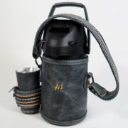 Termo Inox 1.3 En Cuero Negro Gastado Con Faja