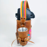 Termo Inox 1.3 En Cuero Marrón Suela Gastado Con Faja Y Ñanduti