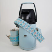 Termo Inox 1.3 En Cuero Celeste Cielo Con Ao Poi