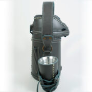 Termo Inox 1.3 Forrado Completo En Cuero Gris Graneado Con Faja