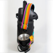 Termo Inox 1.3 En Cuero Negro Graneado Con Faja y Ñanduti