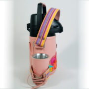 Termo Inox 1.3 En Cuero Rosa Con Faja Y Ñanduti