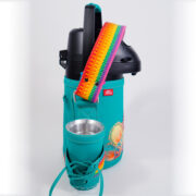 Termo Inox 1.9 En Simil Cuero Turquesa Con Faja Y Ñanduti