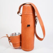 Termo Mate Inox En Cuero Marron Carpincho