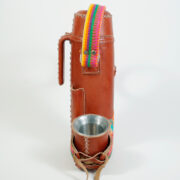 Termo Mate Inox En Cuero Marron Rojizo Con Faja Y Ñanduti