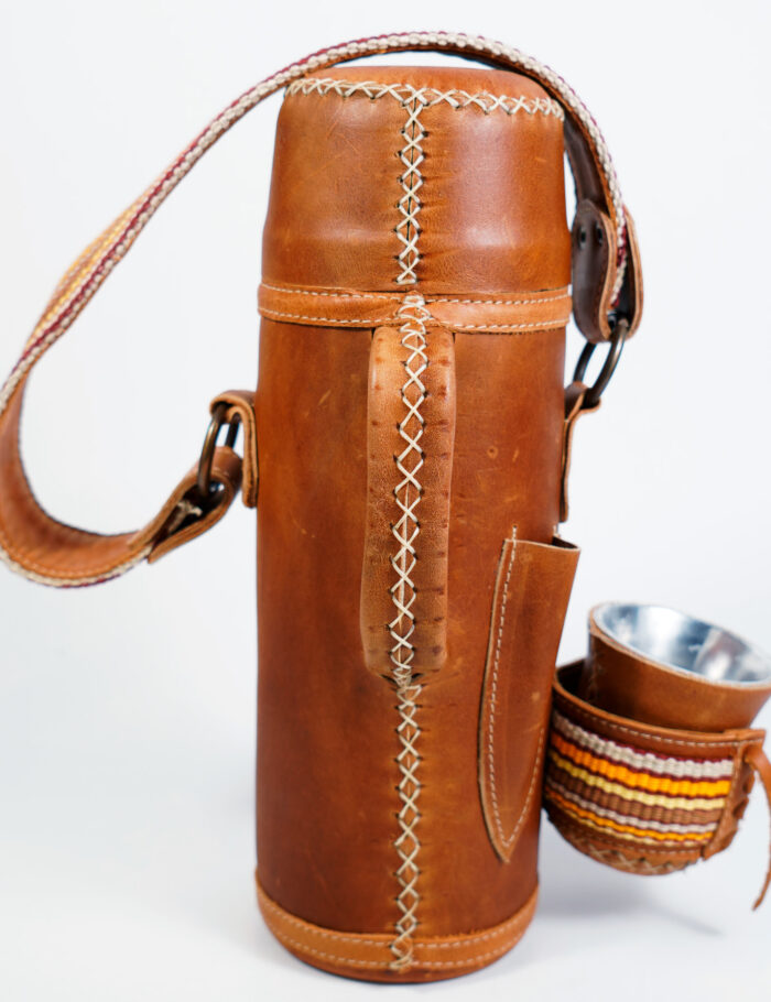 Termo Mate Alto Termolar En Cuero Suela Con Faja