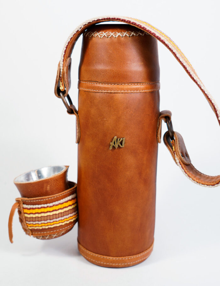 Termo Mate Alto Termolar En Cuero Suela Con Faja