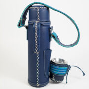 Termo Mate Inox En Simil Cuero Azul Francia Con Faja