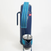 Termo Mate Inox En Simil Cuero Azul Francia Con Faja