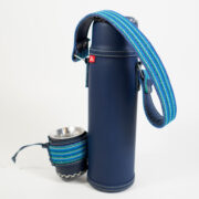 Termo Mate Inox En Simil Cuero Azul Francia Con Faja