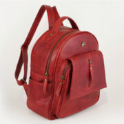 Mochila Mapiz En Cuero Rojo Gastado Premium