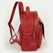 Mochila Mapiz En Cuero Rojo Gastado Premium