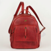 Mochila Mapiz En Cuero Rojo Gastado Premium