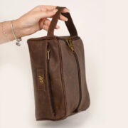 Neceser En Cuero Color Marrón Café