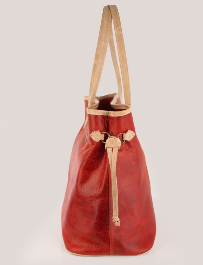Cartera Allegra En Cuero Rojo Gastado Combinado Con Beige Cartera Allegra En Cuero Rojo Gastado Combinado Con Beige