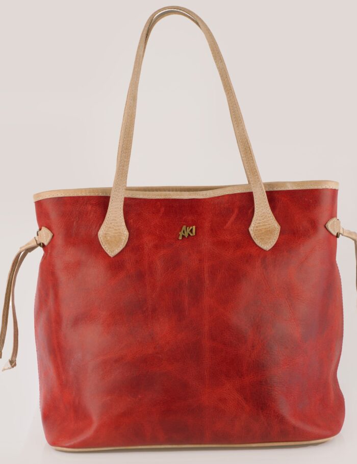 Cartera Allegra En Cuero Rojo Gastado Combinado Con Beige Cartera Allegra En Cuero Rojo Gastado Combinado Con Beige