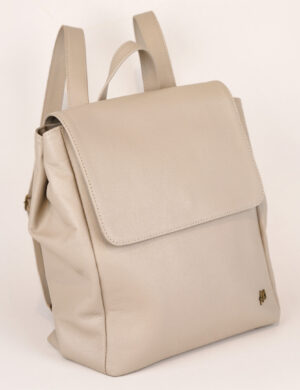 Mochilita Pulga En Cuero Color Hueso