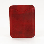 Tarjetero En Cuero Rojizo Gastado Con Ñanduti