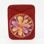 Tarjetero En Cuero Rojizo Gastado Con Ñanduti