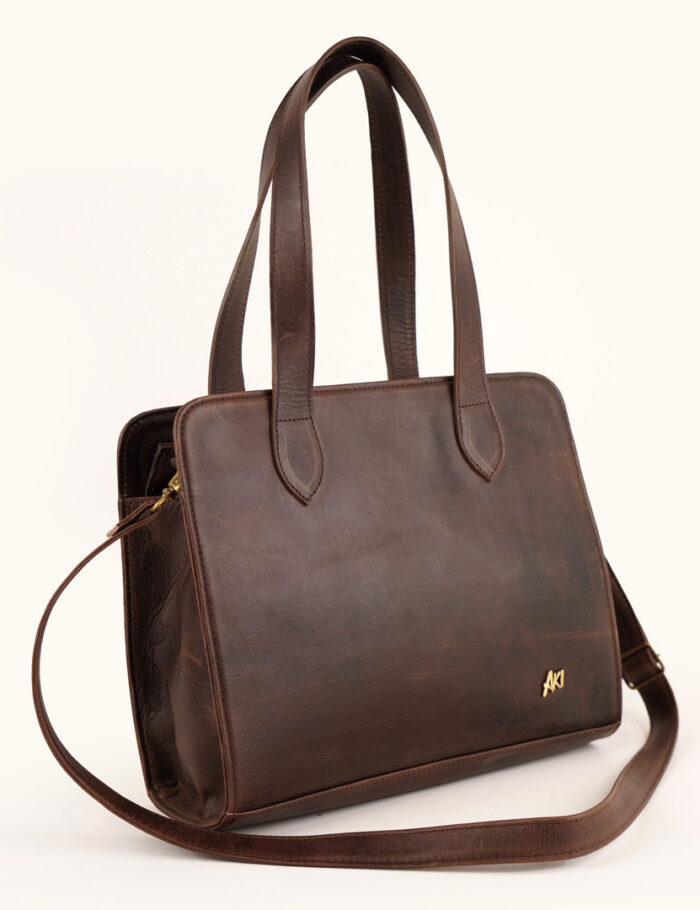 Cartera Kiki En Cuero Marron Cafe Gastado