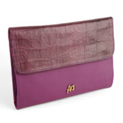 Porta Accesorio En Cuero Lila Graneado Combinado Con Lila Craquelado