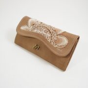 Billetera Doble En Cuero Marron Japones Con Ñanduti