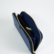 Billetera Simple Con Cierre En Cuero Azul Francia