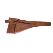 Riñonera Con Cierre En Cuero Marron Brilloso