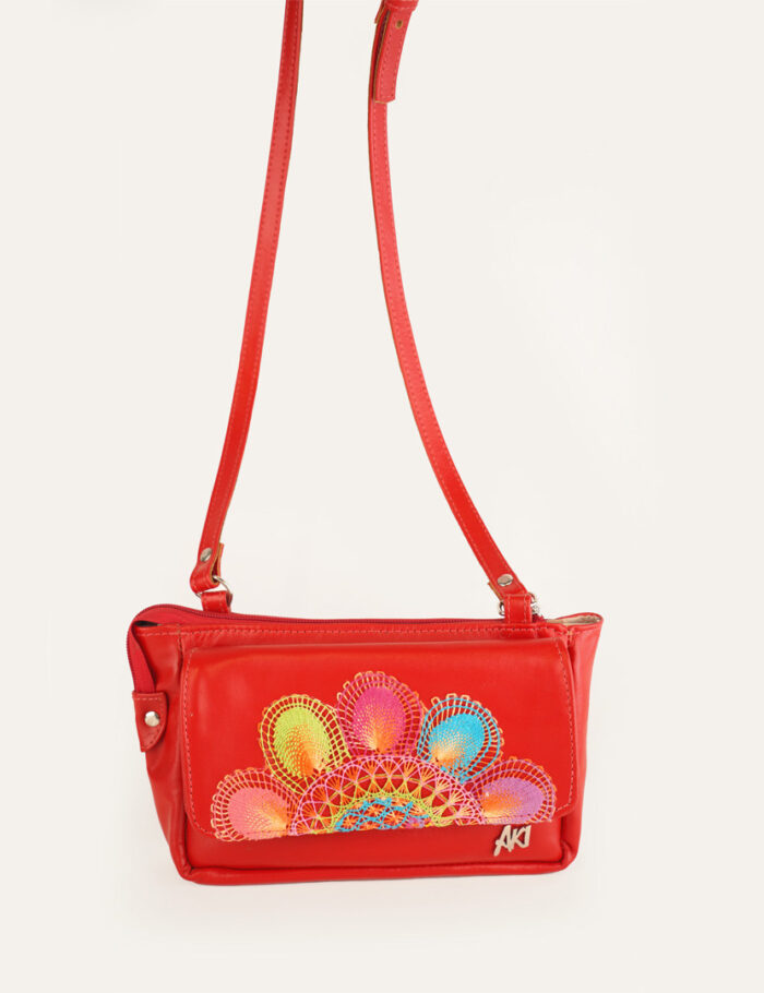 Carterita Jime En Cuero Rojo Con Ñanduti