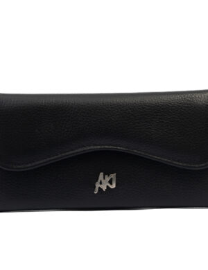 Billetera para dama de cuero negro con compartimiento simple